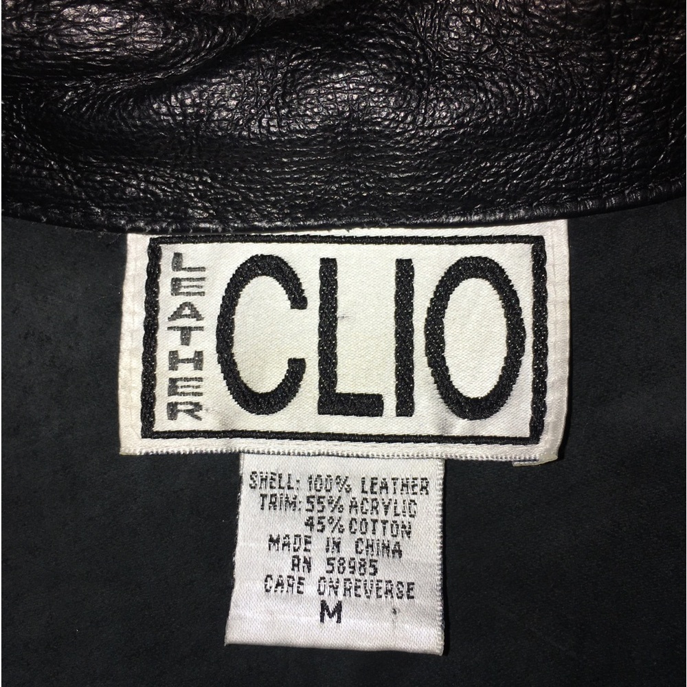 Vintage CLIO Genuine Leather/Ribbed Sweater Full Zip Jacket - Picture 12 of 12